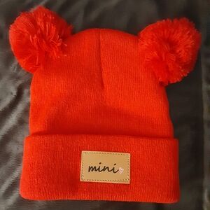 Kids Red Pom-Pom Beanie